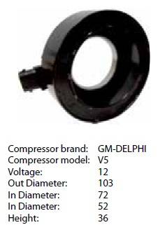 Obrázek k výrobku 9595 - cívka kompresoru Delphi V5 – Nissan, Renault, Opel – konektor přímý - 12V 102-0031
