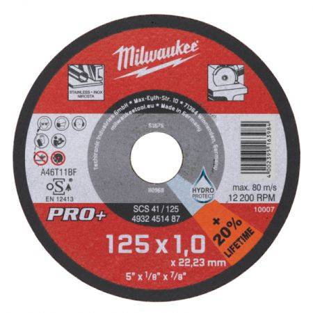 Obrázek k výrobku 6844 - kotouč řezací na kov, slabý 125 x 22,2 x 1 1 op. plochý 41 S-INOX