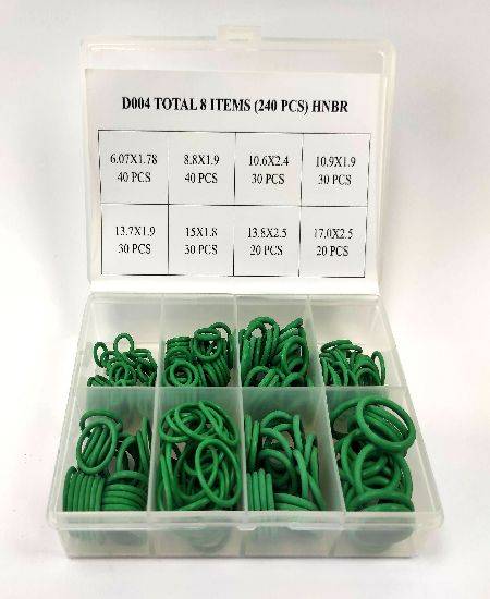 Obrázek k výrobku 8811 - těsnění sady - o-kroužky zelené - 8 druhů - 240 ks PLY-004