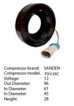 Obrázek k výrobku 9232 - cívka kompresoru Sanden PXV16C - Opel/Saab - konektor Opel/krátký kabel - 12V 102-8456/CC-202