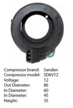 Obrázek k výrobku 9040 - cívka kompresoru Sanden SD6V12 - 12 V - výška 34 mm 81.73026/CC-4008