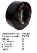 Obrázek k výrobku 8991 - cívka kompresoru Sanden SD6V12/SD7B10 - 12V - výška 31 mm 81.730027- CC-4009/102-8104