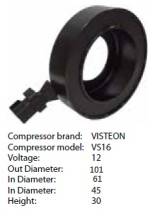 Obrázek k výrobku 9552 - cívka kompresoru Visteon Ford VS16 – šiřší rozměr - 12V 102-8113